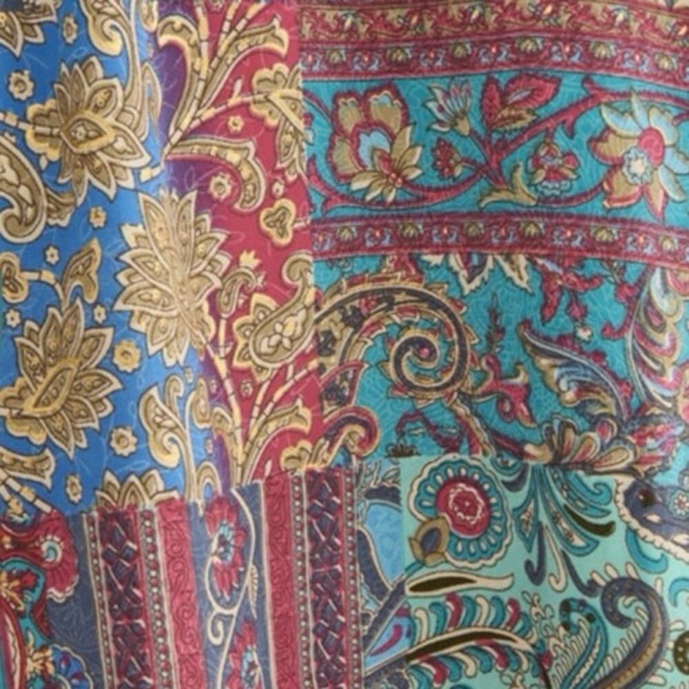 NWT Earthbound Trading Patchwork Sari Reversible Bomber Jacket Boho Paisley - Picture 2 of 7